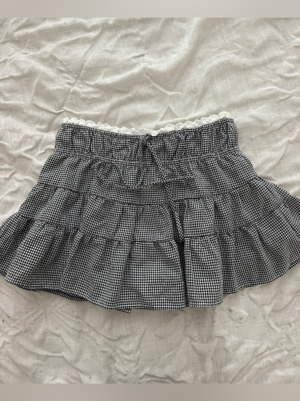 Cotton Candy Black and White Gingham Tiered Mini Skirt